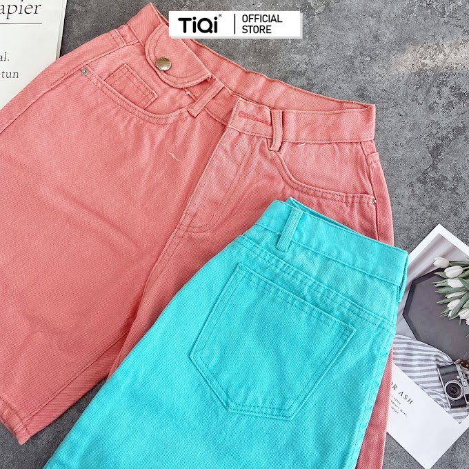 Mall Shop [ tiqijeans01 ] Quần kaki ngố nữ nhiều màu lưng cao TiQi Jeans N152
