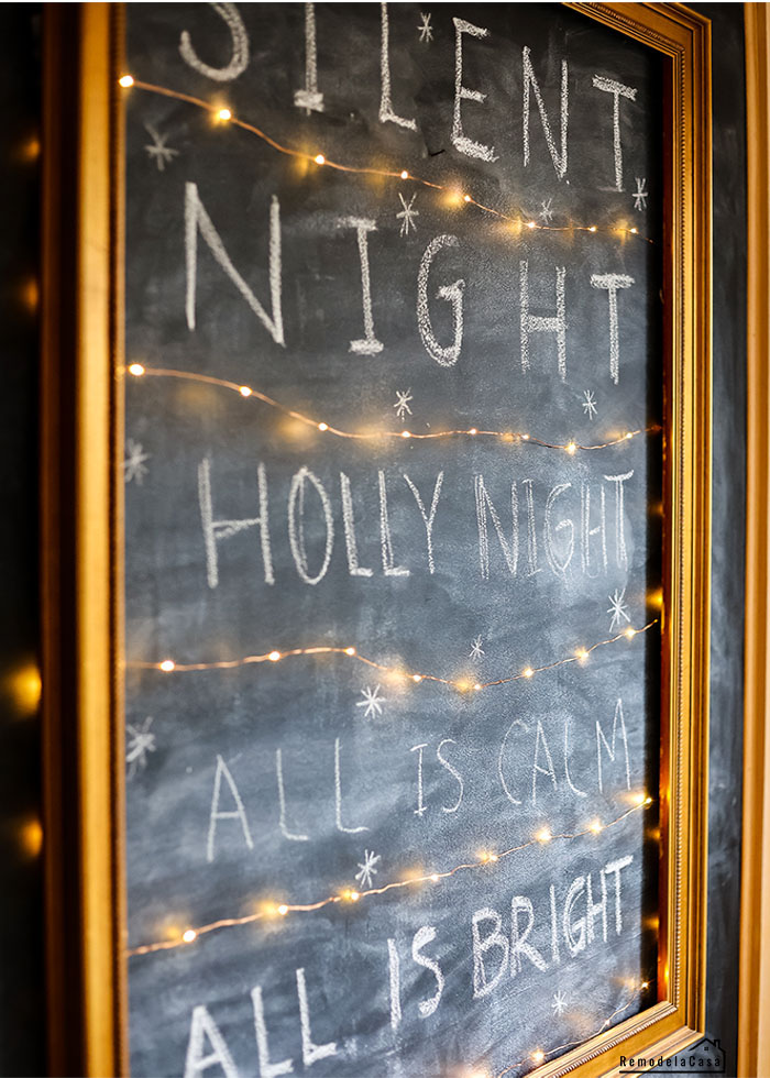 Silent Night lyrics on chalkboard