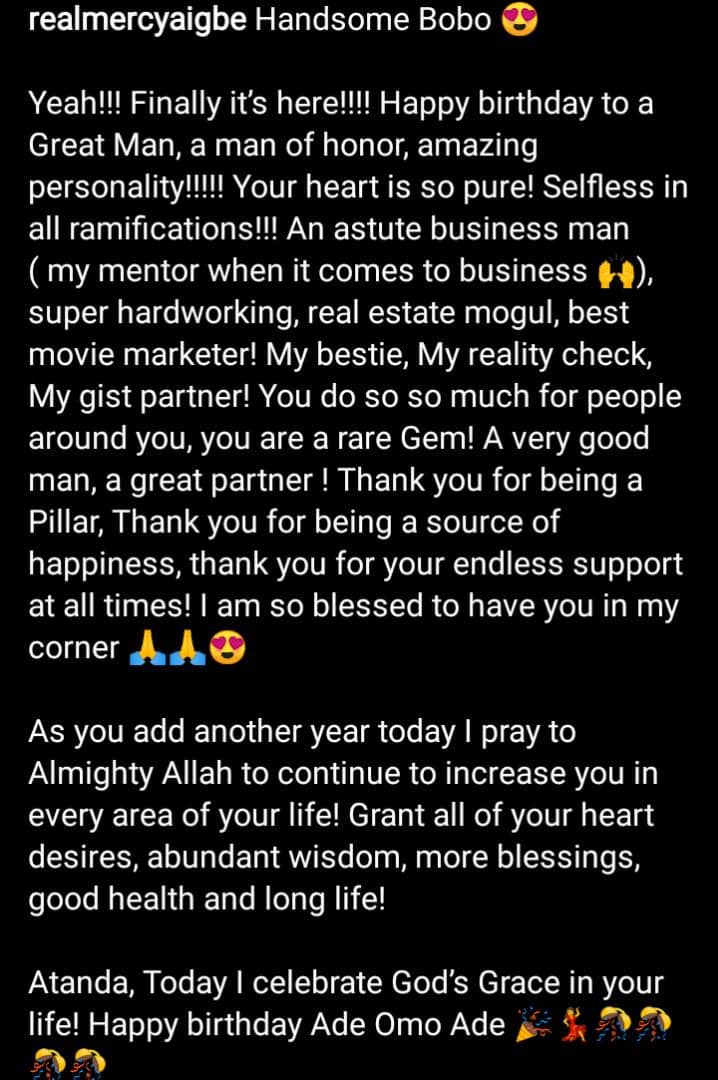You are a great partner and a source of hapiness- Mercy Aigbe celebrates her new man as she showers sweet words on him (Photos)