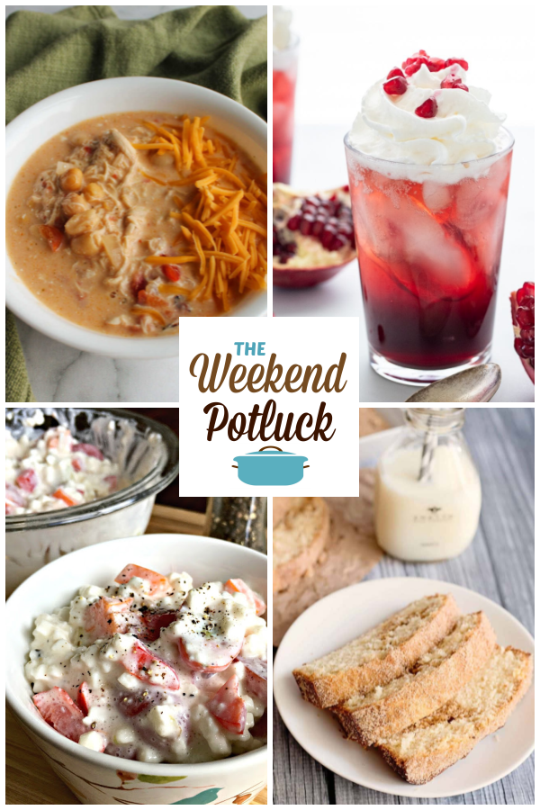 A virtual recipe swap with Slow Cooker Creamy Buffalo Chicken Chili, Simple Vanilla Pomegranate Fizz, Grandma’s Cottage Cheese Salad, Snickerdoodle Swirl Bread and more!