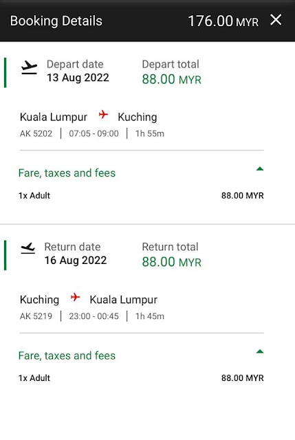 Kuala Lumpur - Kuching : Pergi Balik RM176