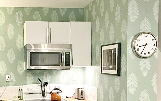 kitchen with DIY wallpaper