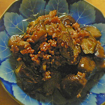 挽肉とナス味噌炒め