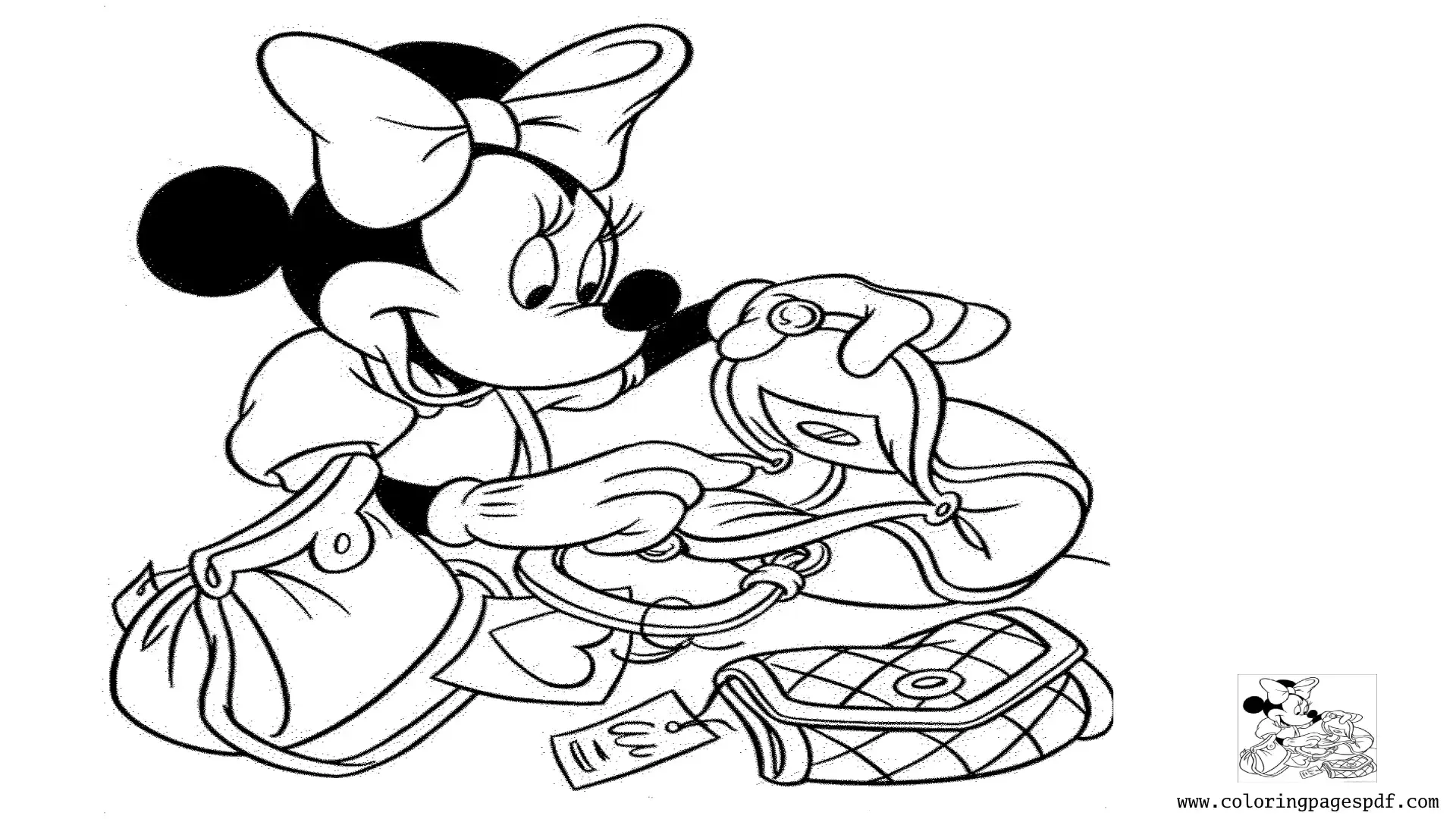 Coloring Pages Of Minnie Mouse Buying A Purse