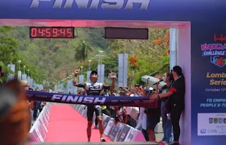 Atlet nasional Andy Wibowo saat masuk garis finish pada ajang HK Endurance Challenge 2021