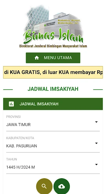 Jadwal Imsakiyah Ramadan 1445 H/2024 M Kabupaten Pasuruan Provinsi Jawa Timur