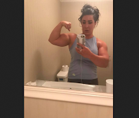 Glorious Female Muscle! Female Bodybuilder Megan Abshire awesome off season posing - flexing those legendary 18 inch biceps