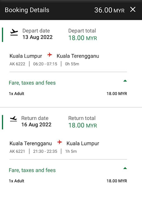 Kuala Lumpur - Kuala Terengganu : Pergi Balik RM36