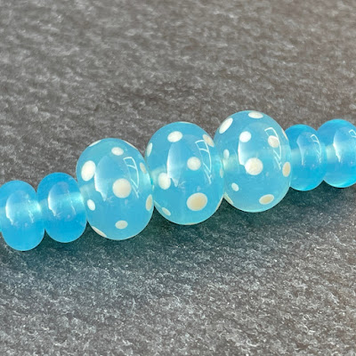 Handmade lampwork glass beads in CiM Aquamarine Ice Misty