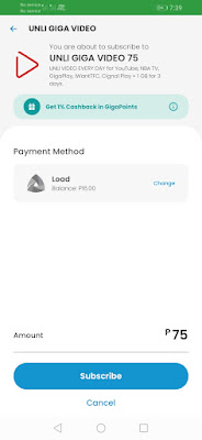 gigalife unligiga promo subcription screen
