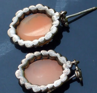 Marcasite shell cameo earrings