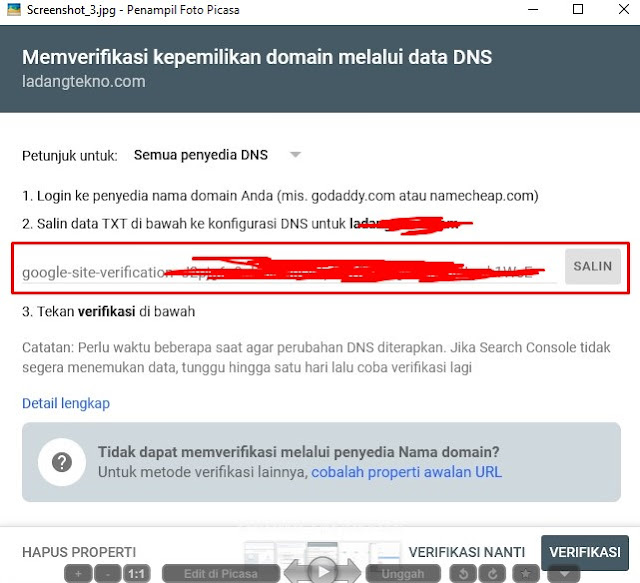 Verifikasi Ulang Domain di DNS Provider