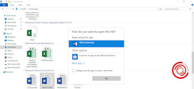 Lalu pilih file ingin dibuka di program yang mana 'jika tersedia'