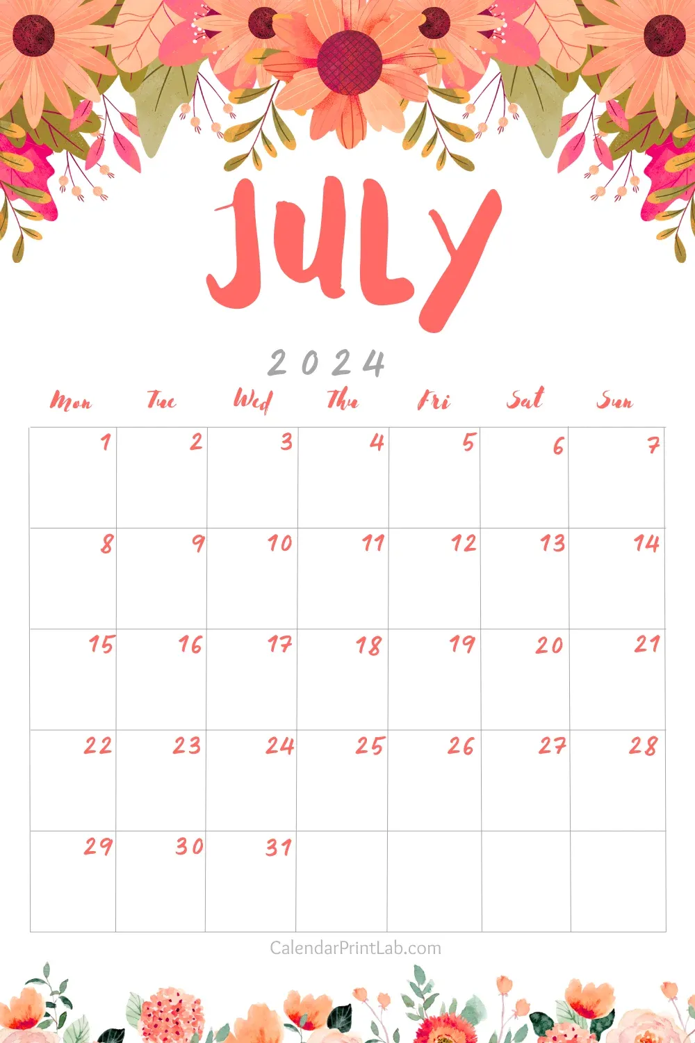 July 2024 Floral Calendar