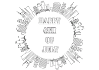 Happy 4th of July coloring page - Buildings