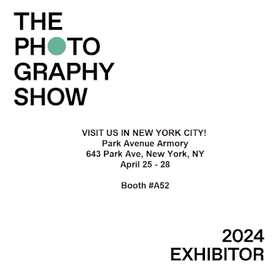 Color graphic for the AIPAD Photography Show with dates of April 25-28, 2024 and Monroe Gallery booth location A52