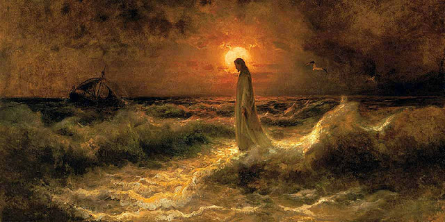 Painting of Christ Walking on the Waters by Julius von Klever