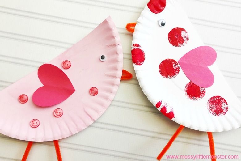 Paper plate love birds craft for toddlers