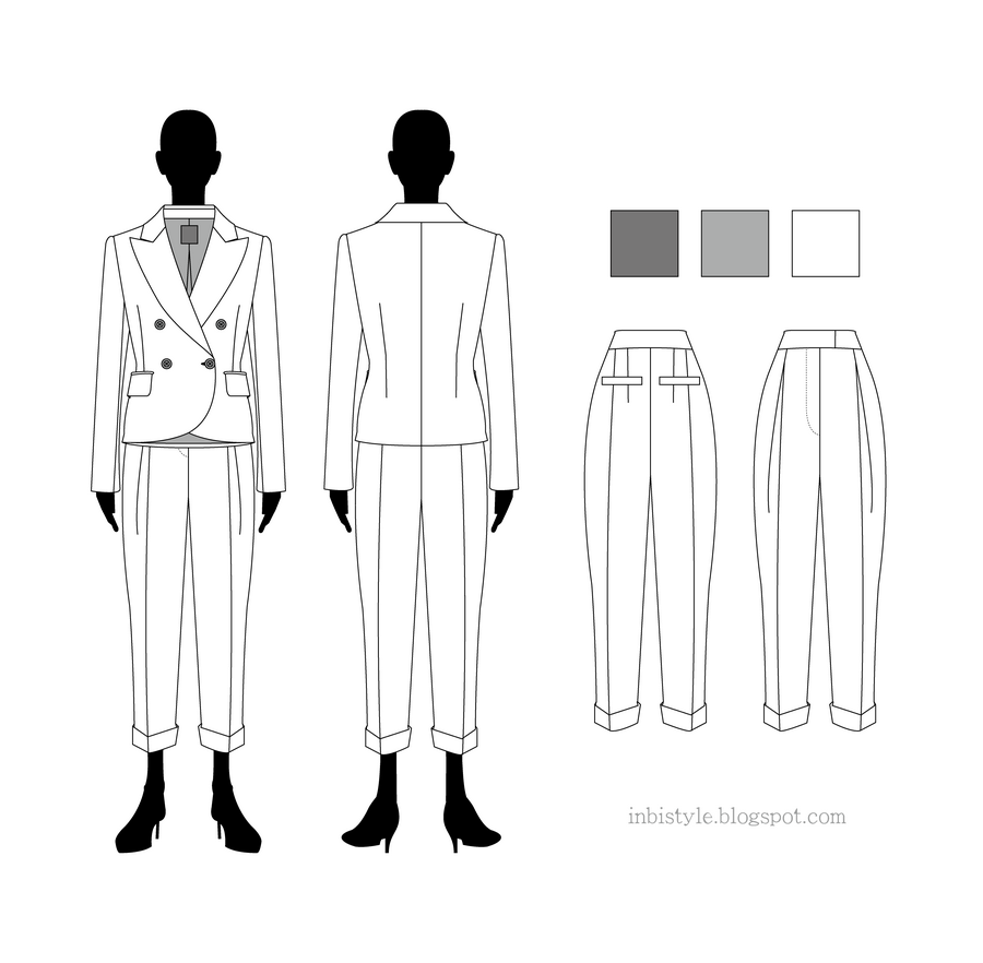 Trousers Blazer Set Template Vector