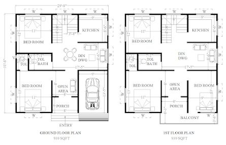 30 X 32 द म ज ल घर क ड ज इन Ii 5 Bhk House Plan Ii 30 X 32 House Design With Car Parking Ideaplaning