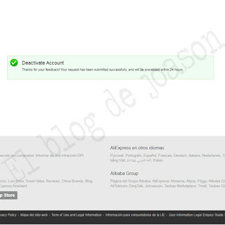 mensaje cuenta eliminada aliexpress