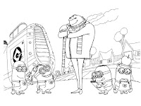 Felonius Gru and the minions coloring page
