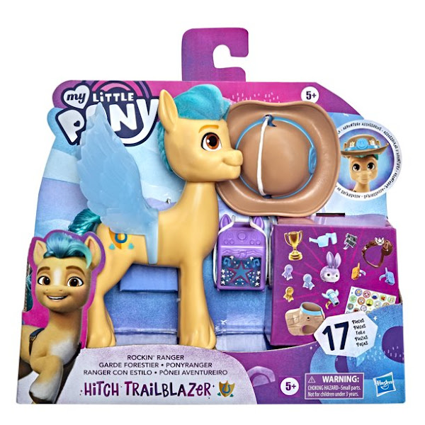 My Little Pony: A New Generation Movie Rockin' Ranger Hitch Trailblazer - 6-Inch Yellow Pony Toy, 16 Accessories, Stickers