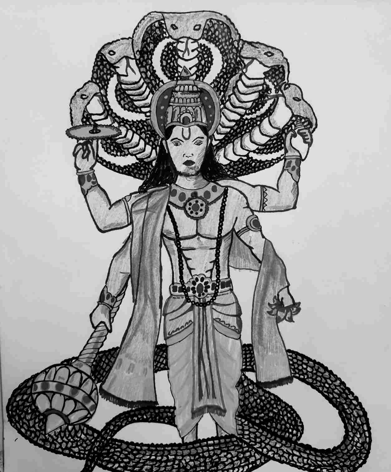 Sketch of Lord Vishnu Dashavatara