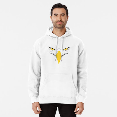 Pullover hoodie with an eagle face image