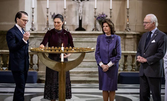 Crown Princess Victoria wore a Lysandra midi dress from By Malina. King Carl Gustaf, Queen Silvia and Prince Daniel