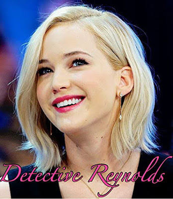 Jennifer Lawrence bright happy and blonde with the caption Detective Reynolds