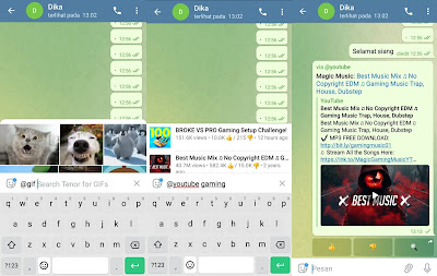 Cara Mencari GIF dan video YouTube di Telegram