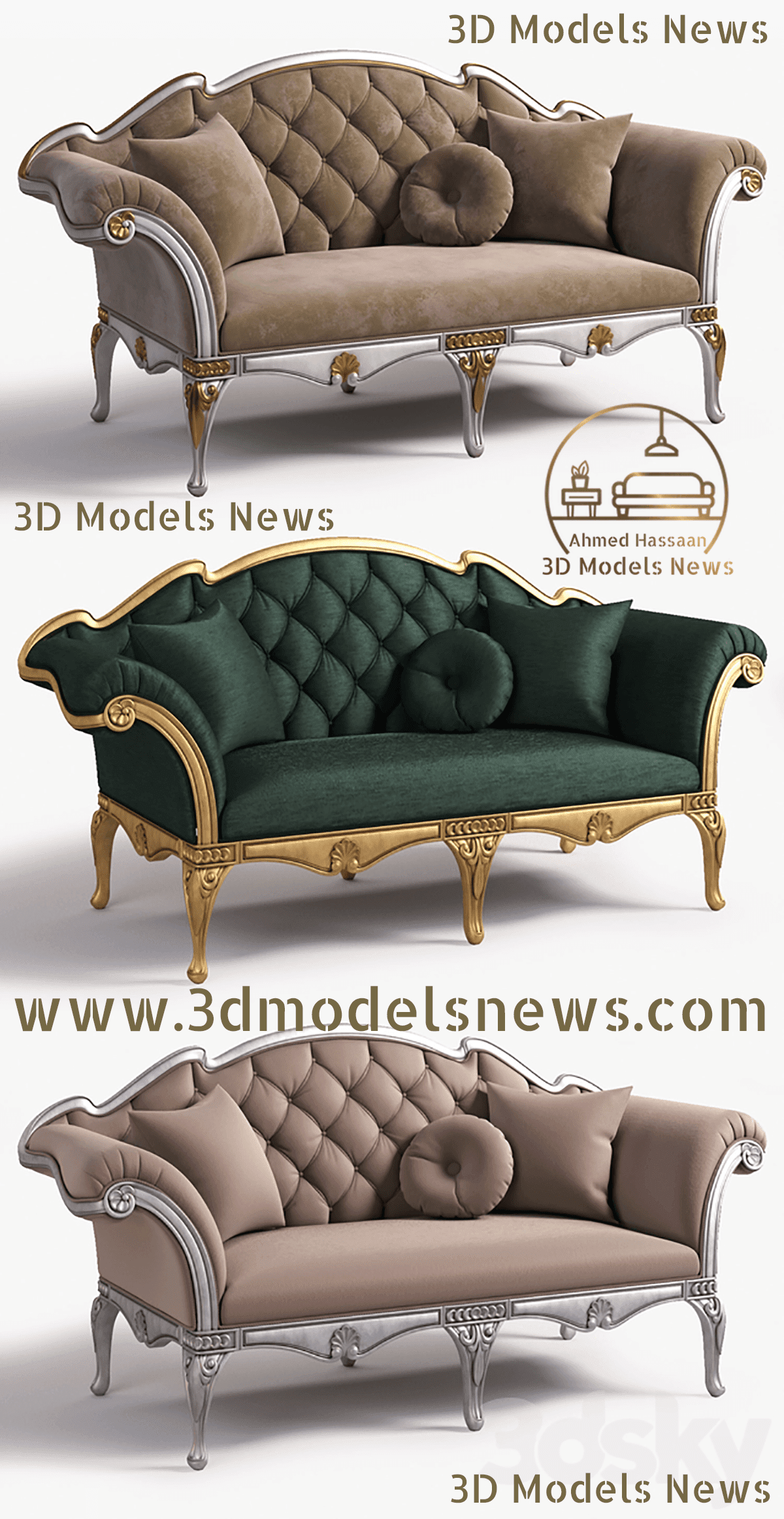 Classic style Bijoux sofa model 3