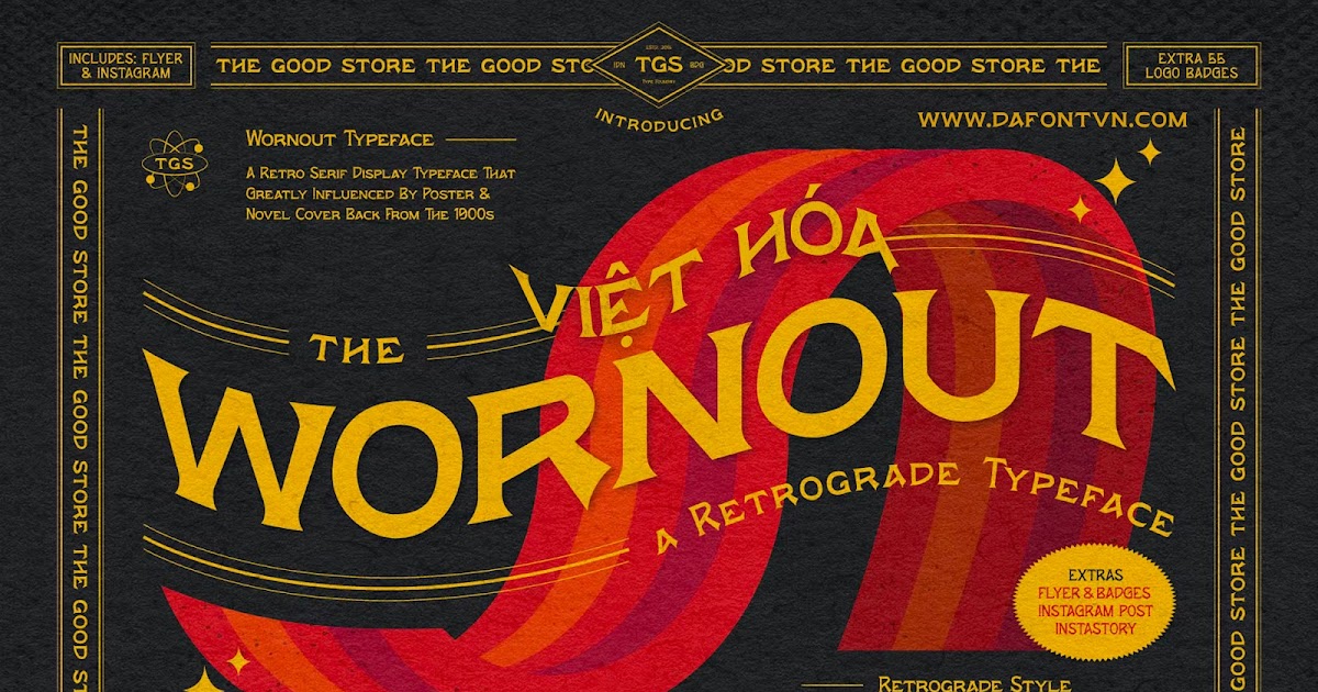 Wornout Typeface font là một sự lựa chọn hoàn hảo cho những bức ảnh cần giữ lại tính cổ điển hoặc sự thô ráp. Năm 2024, font chữ Wornout Typeface càng được ưa chuộng hơn bao giờ hết, với sự tinh tế và chuyên nghiệp của các nhà thiết kế đồ họa.