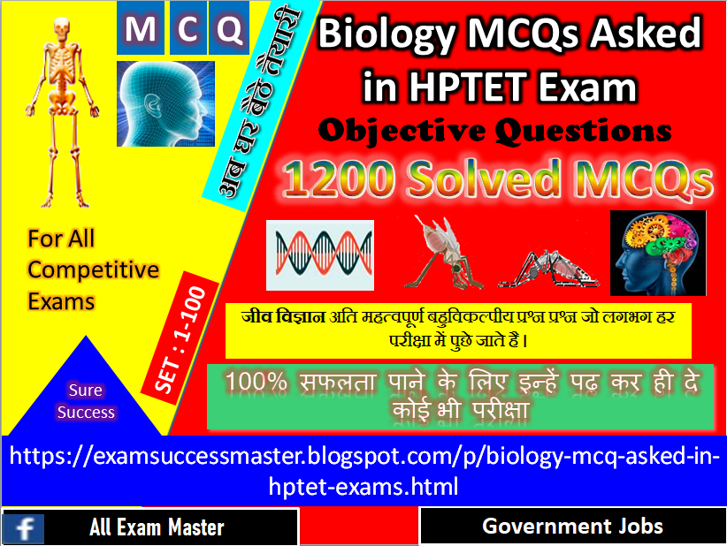 Biology MCQs asked in Previous HPTET Exam