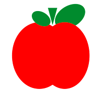 Make a red apple from an oval