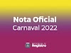 Prefeitura de Registro-SP informa que o Carnaval foi cancelado no municipio