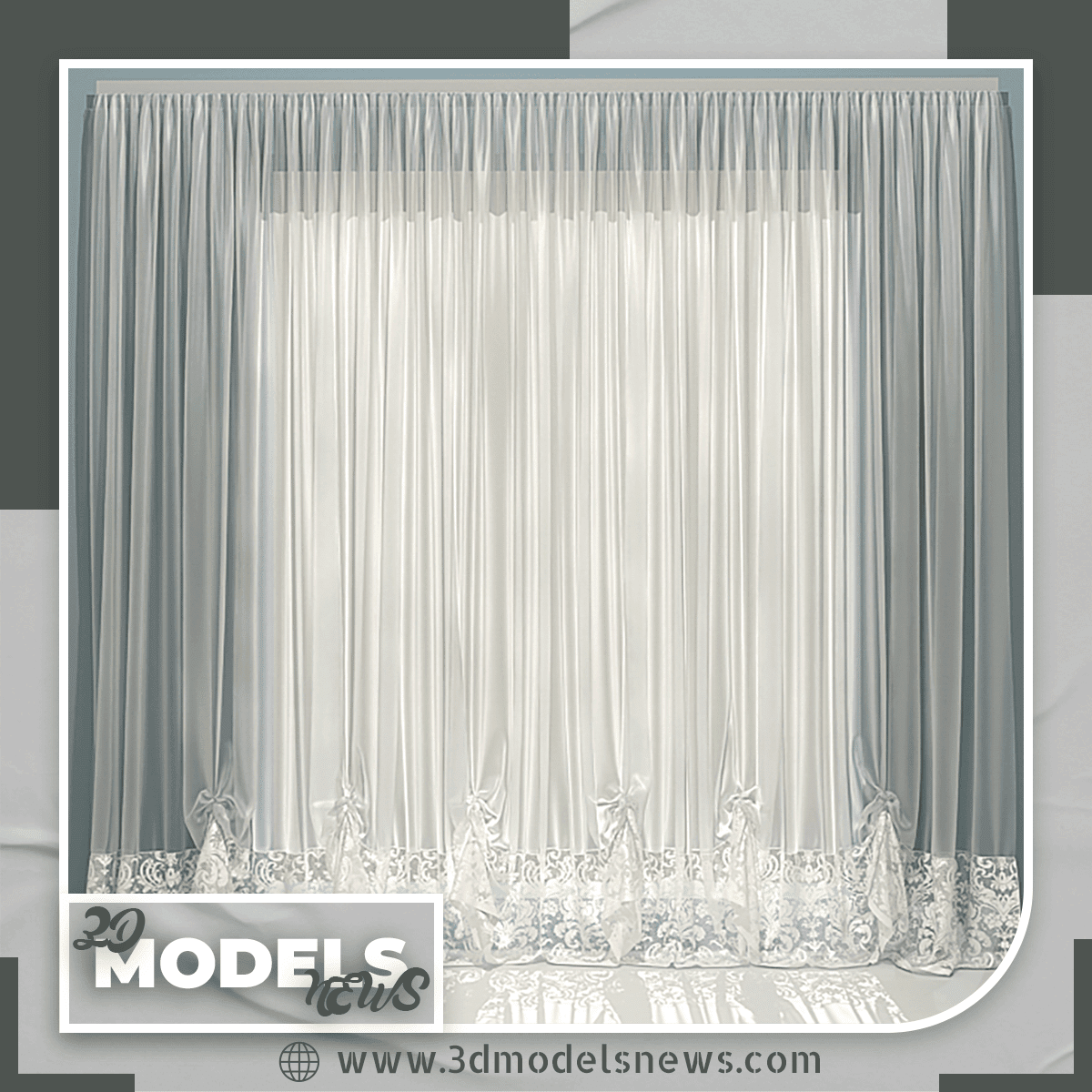Curtain model tulle with lace