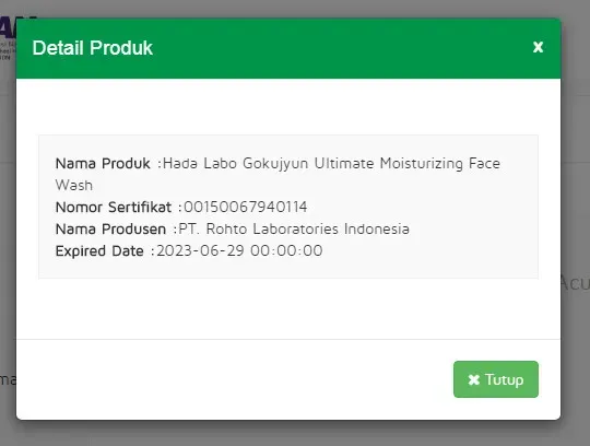 cek halal hada labo gokujyun ultimate moisturizing face wash