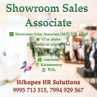 Showroom Jobs, Hihopes Placement, Best Employment Agency in Kochi