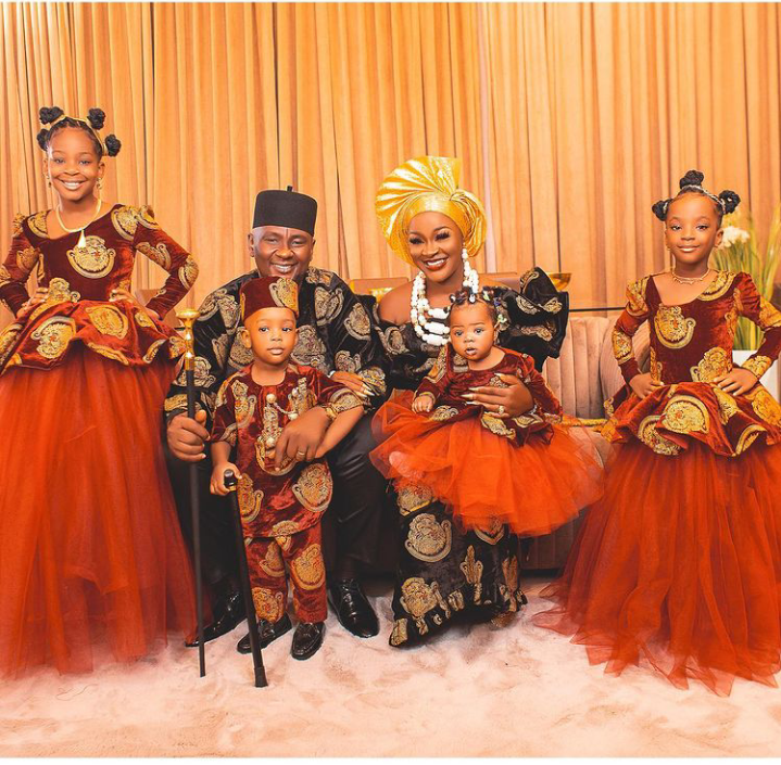 Ada Igbo: Actress Chacha Eke and her daughters look classy in adorable Isiagu outfits (See pictures)