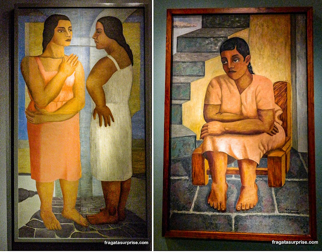 "Duas Mulheres" e "Menina", obras de Manuel Rodriguez Lozano no Museu de Arte Moderna da Cidade do México