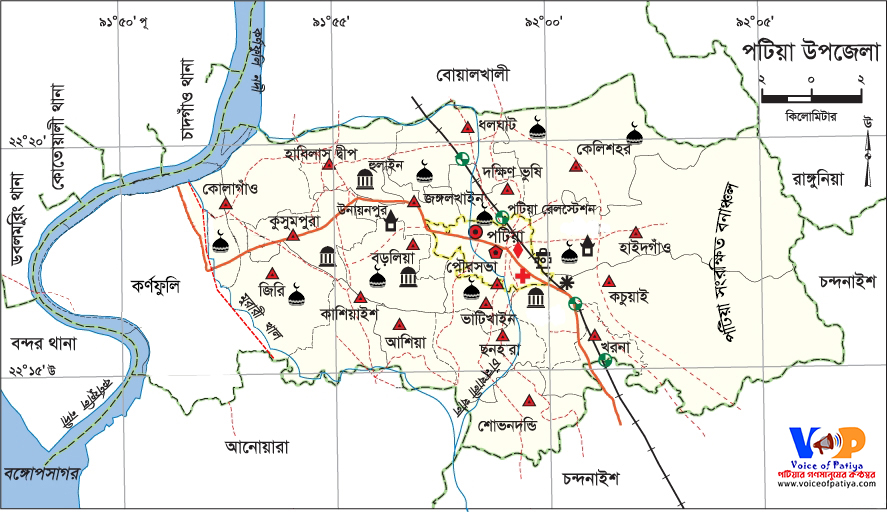 পটিয়ার অবস্থান; পটিয়া; পটিয়া উপজেলা; ম্যাপ; পটিয়ার মানচিত্র; Map; Patiya Upozilla; Patiya Upazila; Chattogram; Chittagong