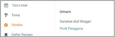 Menu setelan blogger