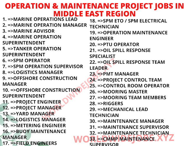 OPERATION & MAINTENANCE PROJECT JOBS IN MIDDLE EAST REGION