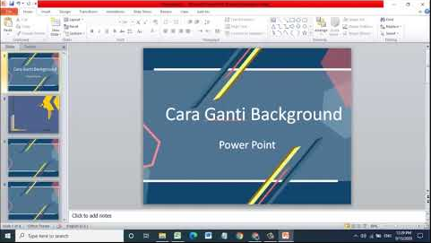 Tuliskan cara membuat background pada file presentasi