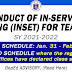 CONDUCT OF IN-SERVICE TRAINING (INSET) FOR TEACHERS - Original and Adjusted Schedule