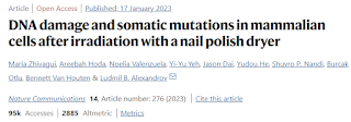 Headline reading: DNA damage and somatic mutations in mammalian cells after irradiation with a nail polish dryer