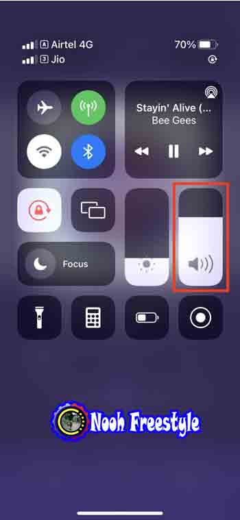 شريط تمرير مركز التحكم في مستوى الصوت في iPhone