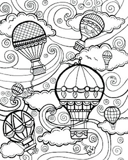 Hot air balloons coloring page